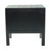 24 Inch Storage Chest, 2 Drawers, Bone Inlay, Floral Pattern, Modern, Black