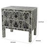 24 Inch Storage Chest, 2 Drawers, Bone Inlay, Floral Pattern, Modern, Black