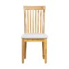 21 Inch Fabric Dining Side Chair, Slatted Back, Set of 2, Gray, Brown