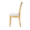 21 Inch Fabric Dining Side Chair, Slatted Back, Set of 2, Gray, Brown