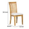 21 Inch Fabric Dining Side Chair, Slatted Back, Set of 2, Gray, Brown