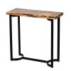 36 Inch Industrial Console Sofa Table, Plank Wood Top, Matte Black Frame