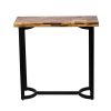 36 Inch Industrial Console Sofa Table, Plank Wood Top, Matte Black Frame