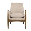 28 Inch Fabric Upholstered Accent Armchair, Birch Wood, Off White, Brown
