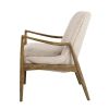 28 Inch Fabric Upholstered Accent Armchair, Birch Wood, Off White, Brown