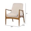 28 Inch Fabric Upholstered Accent Armchair, Birch Wood, Off White, Brown