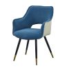 Eden 23 Inch Modern Dining Chair, White Fabric, Blue Metal Legs, Set of 2