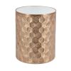 20 Inch Side Table, Iron Top, Mirrored Tabletop, Hammered Texture, Gold