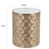 20 Inch Side Table, Iron Top, Mirrored Tabletop, Hammered Texture, Gold