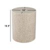 20 Inch Round Side End Table, Filigree Bone Inlay, Wood, Pale Pink, White