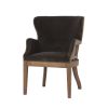 26 Inch Wingback Armchair, Fabric Upholstered, Birch Wood, Black, Brown