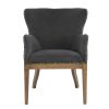 26 Inch Wingback Armchair, Fabric Upholstered, Birch Wood, Black, Brown