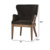 26 Inch Wingback Armchair, Fabric Upholstered, Birch Wood, Black, Brown