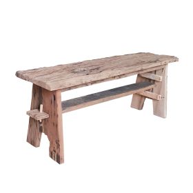 Ally 47 Inch Accent Dining Bench, Farmhouse Wood Sawhorse Base, Brown