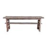Ally 47 Inch Accent Dining Bench, Farmhouse Wood Sawhorse Base, Brown