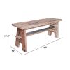Ally 47 Inch Accent Dining Bench, Farmhouse Wood Sawhorse Base, Brown