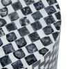 16 Inch Accent Stool Table, Drum Shape, Wood With Mosaic, White, Black