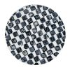 16 Inch Accent Stool Table, Drum Shape, Wood With Mosaic, White, Black