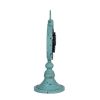 13 Inch Decorative Table Clock, Iron, Vintage Inspired Design, Aqua Blue
