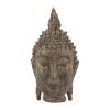 12 Inch Buddha Head Sculpture, Calming Accent Decoration, Polyresin, Brown