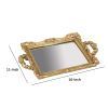 16 Inch Serving Tray, Decorative, Mirrored Bottom, Carved Gold Frame