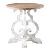36 Inch Round Table, Classic, Sculptural Base, Wood, Modern, White, Brown