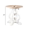 36 Inch Round Table, Classic, Sculptural Base, Wood, Modern, White, Brown