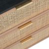 Dana 47 Inch Wood Sideboard Cabinet, 3 Drawers, Rattan Doors, Modern, Black