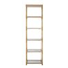 71 Inch Shelf, 6 Tier Design, 5 Glass Shelves, Iron Frame, Gold Finish