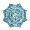 20 Inch Stool Table, Capiz Shell Inlay, Floral Geometric Design, Turquoise