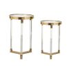 24, 21 Accent Tables, Acrylic Clear Legs, Glass Top, Set of 2, Gold
