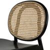 Ada 24 Inch Dining Chair, Cane Rattan Back, Beech Wood, Set of 2, Black