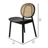 Ada 24 Inch Dining Chair, Cane Rattan Back, Beech Wood, Set of 2, Black