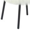 Ada 24 Inch Dining Chair, Cane Rattan Back, Fur Seat, Set of 2, Black