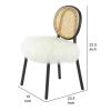 Ada 24 Inch Dining Chair, Cane Rattan Back, Fur Seat, Set of 2, Black