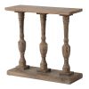 36 Inch Console Table, Fir Wood, Classical Turned Pedestal Base, Gray