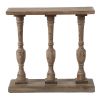 36 Inch Console Table, Fir Wood, Classical Turned Pedestal Base, Gray
