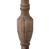 36 Inch Console Table, Fir Wood, Classical Turned Pedestal Base, Gray