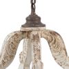 20 Inch 4 Light Wood Chandelier, Classic Candelabra Style, Vintage, White