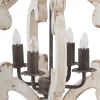 20 Inch 4 Light Wood Chandelier, Classic Candelabra Style, Vintage, White