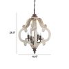 20 Inch 4 Light Wood Chandelier, Classic Candelabra Style, Vintage, White