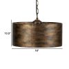 16 Inch 3 Light Chandelier, Round, Iron Frame, Rustic Brushed Bronze Finish