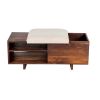 40 Inch Accent Storage Bench, Sliding Cushion Top, Modern, Brown Wood