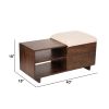40 Inch Accent Storage Bench, Sliding Cushion Top, Modern, Brown Wood