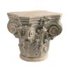 18 Inch Column Pedestal, Classic Carved Scrollwork, Floral, Antique White