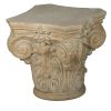18 Inch Column Pedestal, Classic Carved Scrollwork, Floral, Antique White