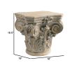 18 Inch Column Pedestal, Classic Carved Scrollwork, Floral, Antique White