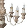 Kol 22 Inch Traditional 6 Light Chandelier, Fir Wood, Iron, Antique White