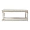 48 Inch Coffee Table, Rectangular, Glass Top, Scroll Design, Vintage White