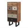 42 Inch Tall Dresser Chest, Multicolor, 6 Drawers, Sturdy Sled Base, Brown